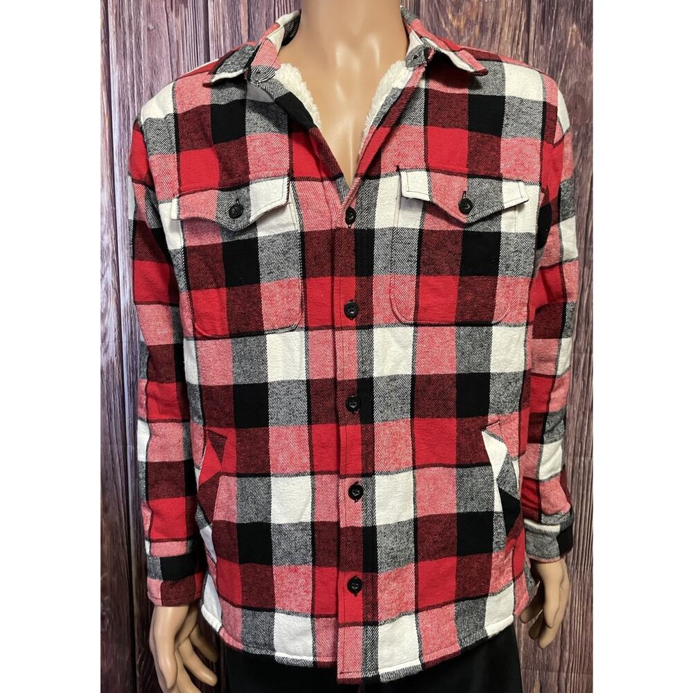 Aeropostale Red Plaid Fleece Lined Quilted Flannel Work Shirt - M Shacket
